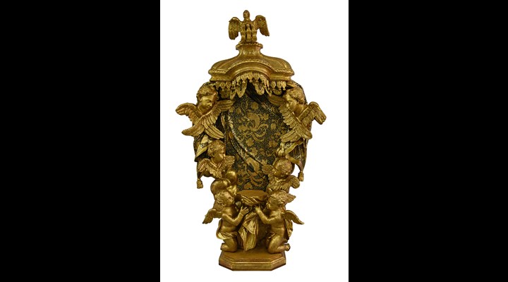 Scultura lignea policroma e dorata- Tronetto ostensorio - sec. XVIII - 